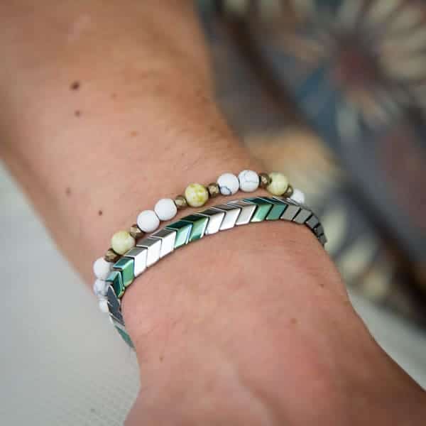 Armband grüne Steine Herren aus Jaspis und Howlith