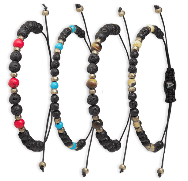 Männer-Armbänder aus Lavastein in Kombination mit Edelsteinen in vielen Farben